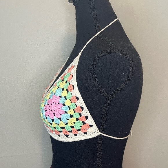 Crochet top bikini Cotton yarn Handmade By Seller festival, rave, pool summer - Picture 4 of 10